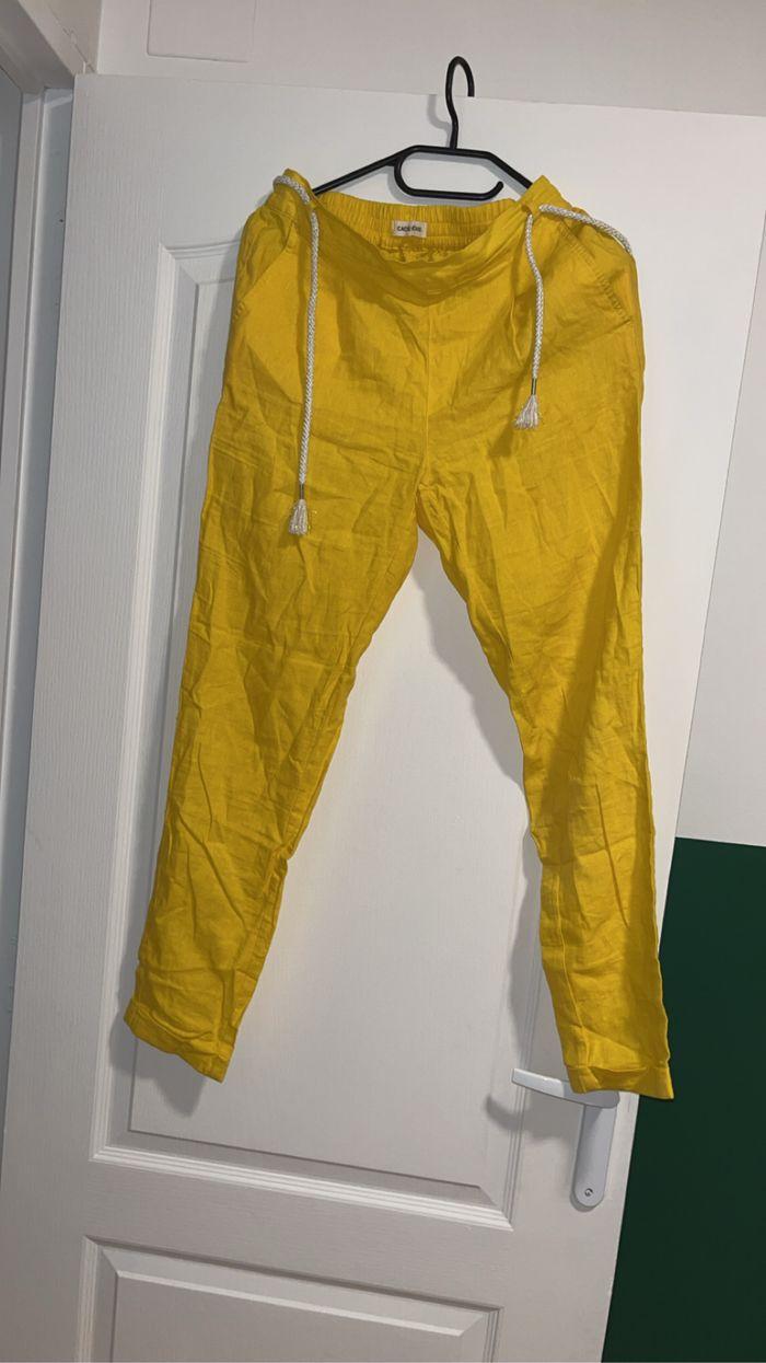 Pantalon jaune cache cache - photo numéro 2