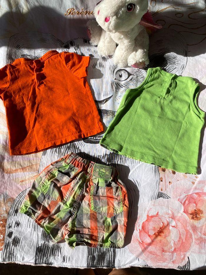 Lot ensemble 2 t-shirts et short, taille 9 mois, marque DPAM. - photo numéro 10