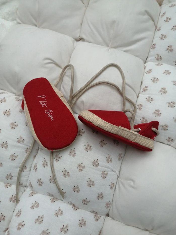 Chaussures espadrilles bébé fille rouge p'tit bisous - photo numéro 2