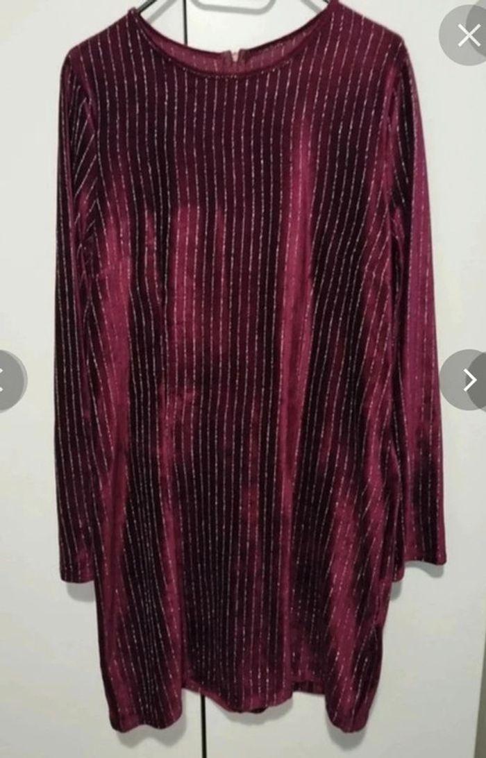 Robe en velours bordeaux a rayures argentées femme taille 38/40 , M/ L 🖤 - photo numéro 14