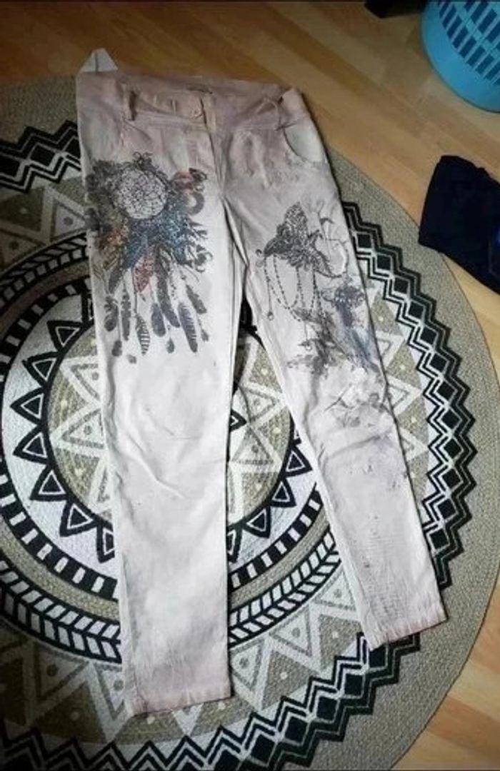 Pantalon à motifs rose 38/40 - photo numéro 1