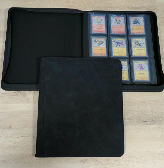 Classeur Zip pour cartes Pokémon capacité 288 cartes sous toploader en cuir NOIR ⬛ - photo numéro 1