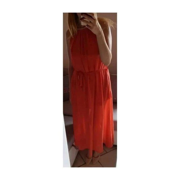 Longue robe fluide légère corail T.M + lien Aimite TBE 👗 - photo numéro 2