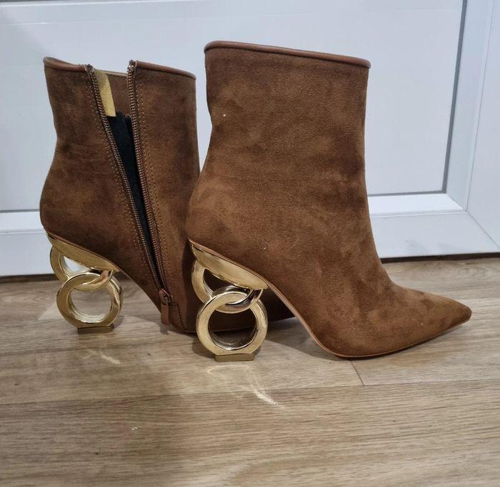 Bottines effet nubuck camel - photo numéro 6