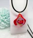 🌹Collier sphère rouge et pétale de coquelicot🌹