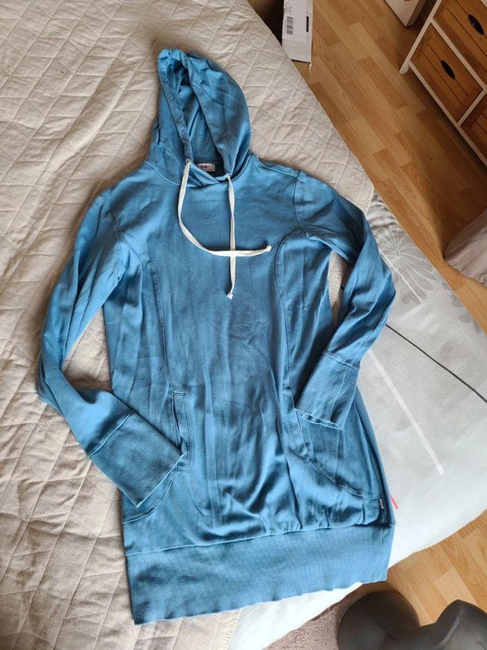 Sweat à capuche long bleu 38 - photo numéro 6