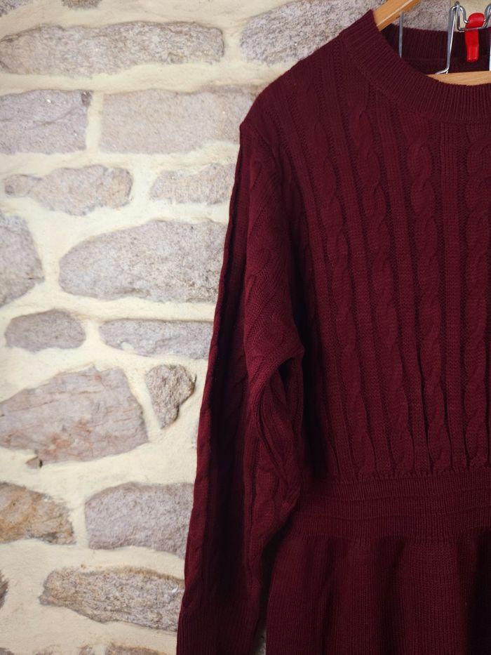 Robe pull en tricot torsadé bordeaux Femme taille 52 marque Boohoo 🍓 - photo numéro 2