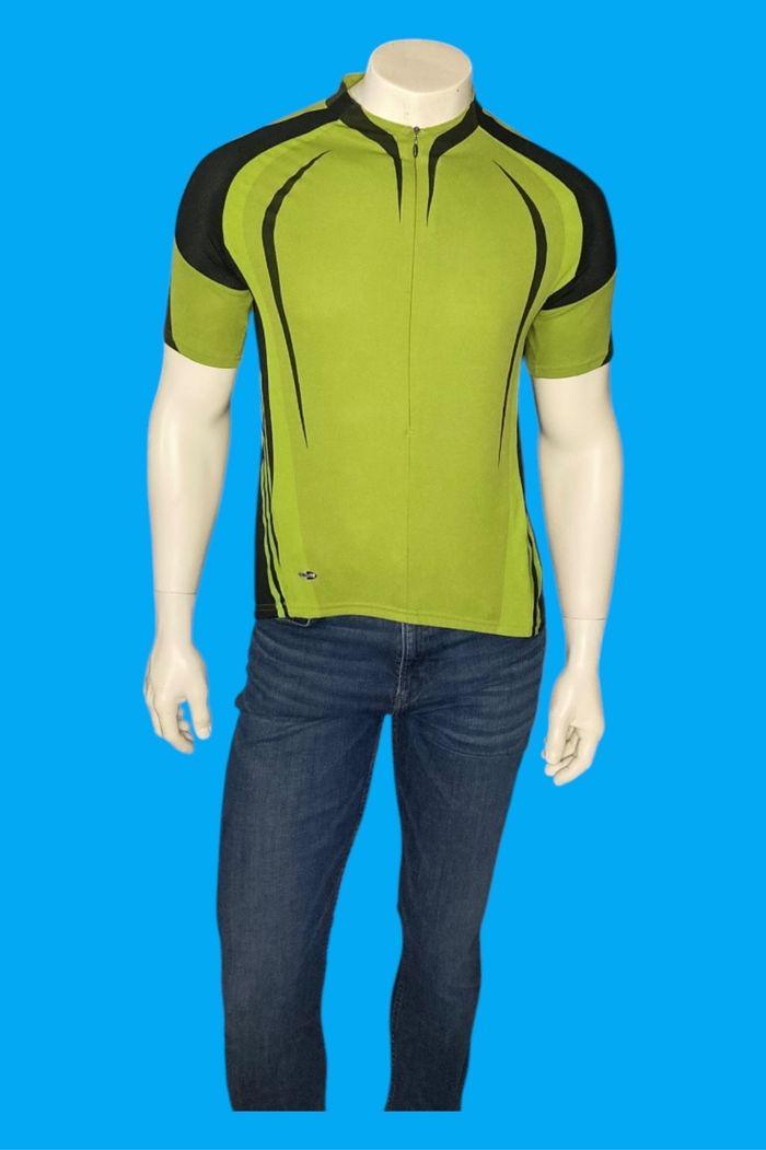 Maillot cyclisme Adidas à manches courtes vert anis/noir taille M bon état - photo numéro 1