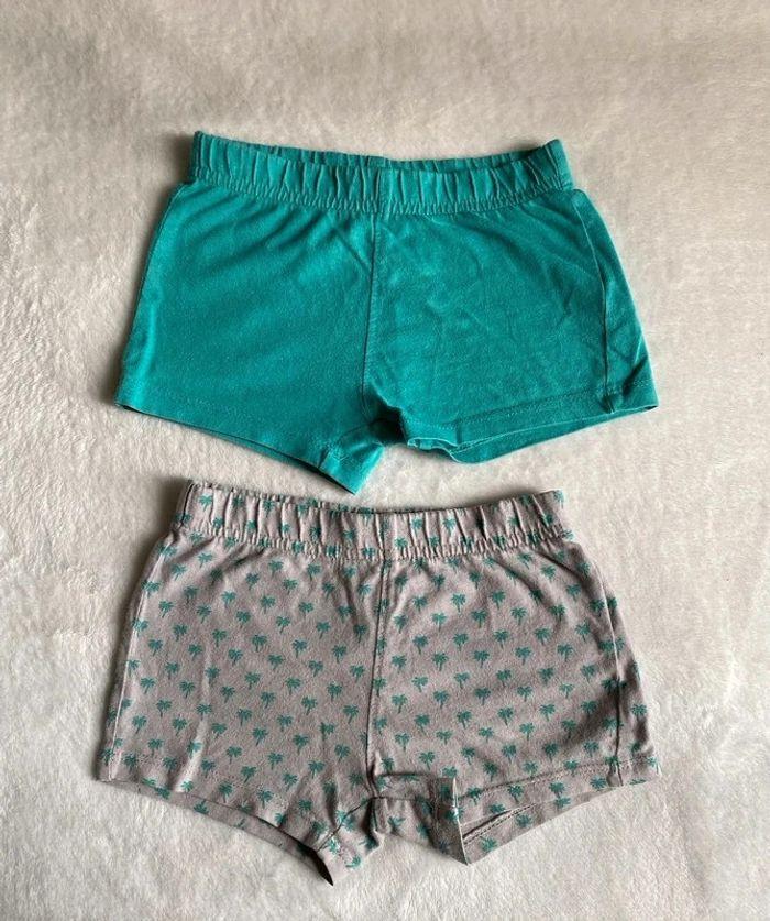 2 petits Shorts confort courts léger 74cm/ 9 mois -mixte • 100% coton