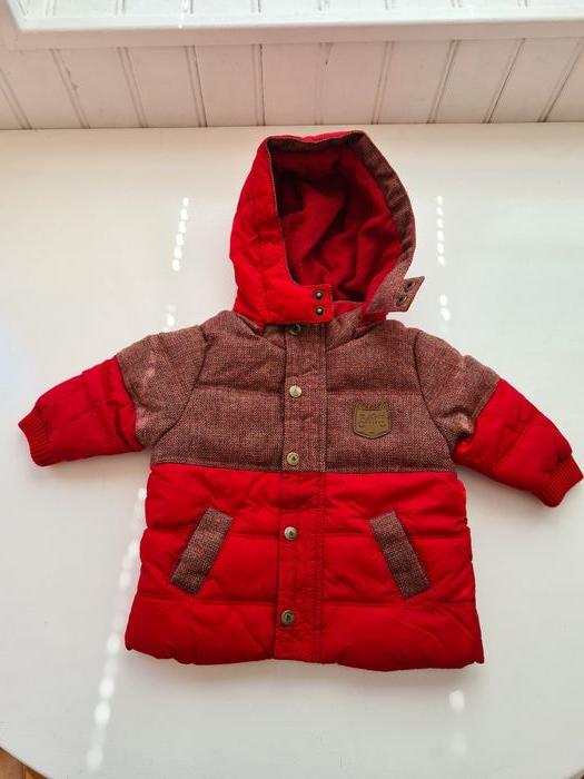 Manteau rouge DPAM Du Pareil au Même, chaud 3 mois avec capuche protectrice - photo numéro 1