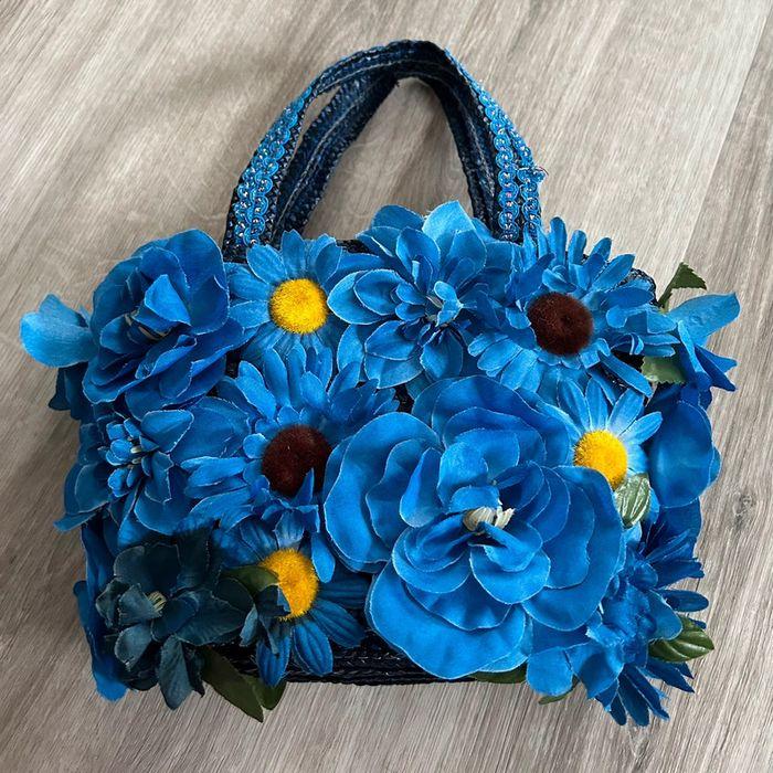 Sac à main fleurs bleu Atelier Lollipops - photo numéro 1