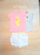 Ensemble short et t shirts fille 1 an, été