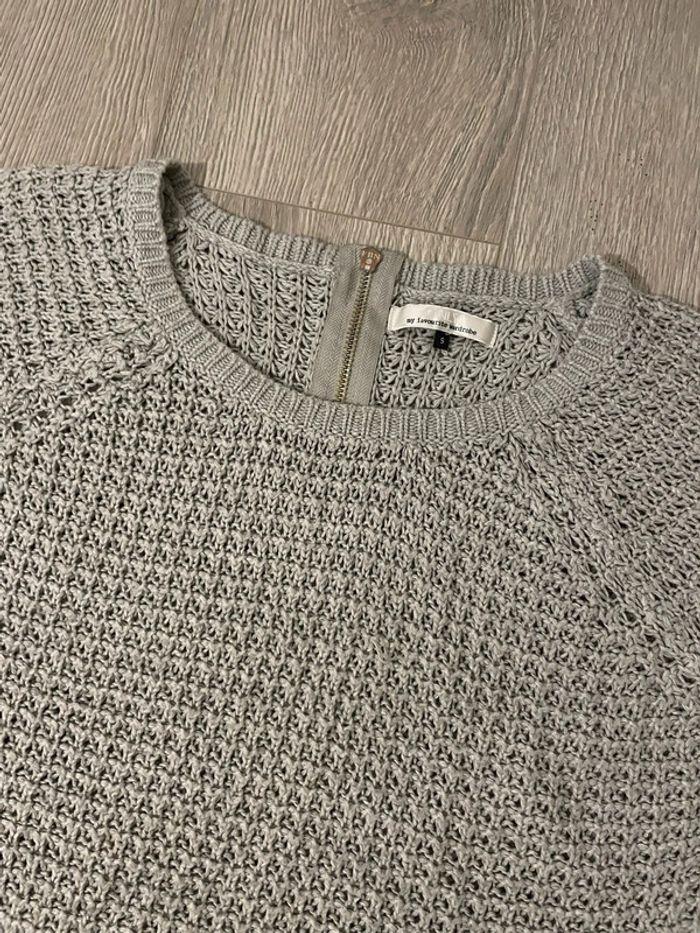 Pull gris manche longue en crochet transparent only taille S - photo numéro 2