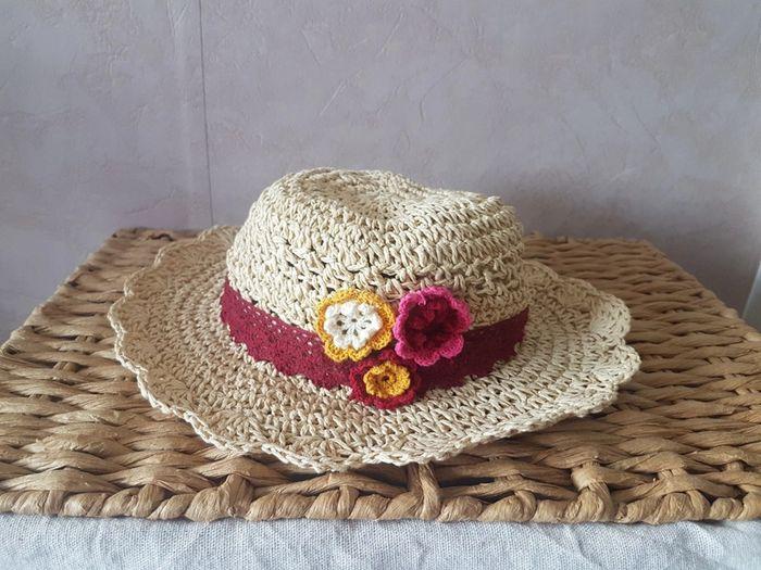 Chapeau à fleurs en paille de papier - photo numéro 1