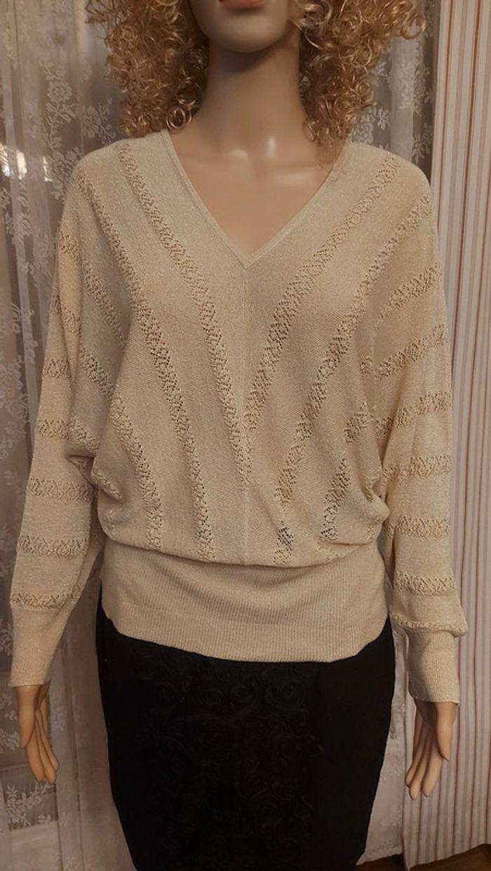 Pull Versia beige doré  taille L - photo numéro 3