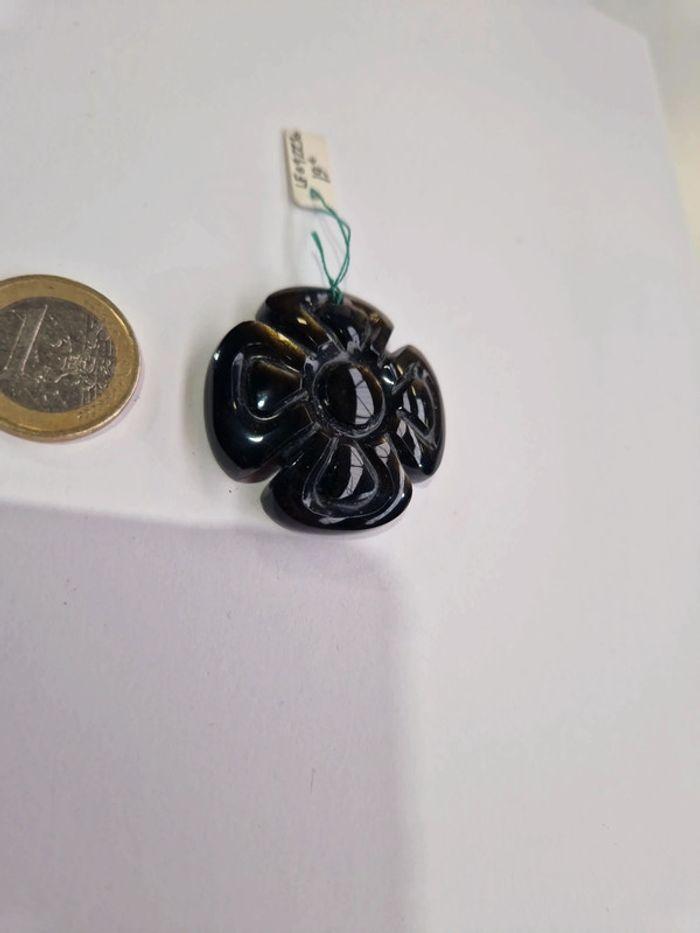 Pendentif obsidienne dorée Mexique Toetihuacan - photo numéro 2