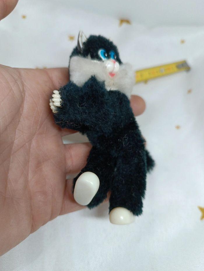 Chat cat petit mini small little noir black blanc white clip vintage sylvester 80 ancien yeux bleu - photo numéro 4