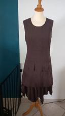 robe longue marron, strada, femme T2