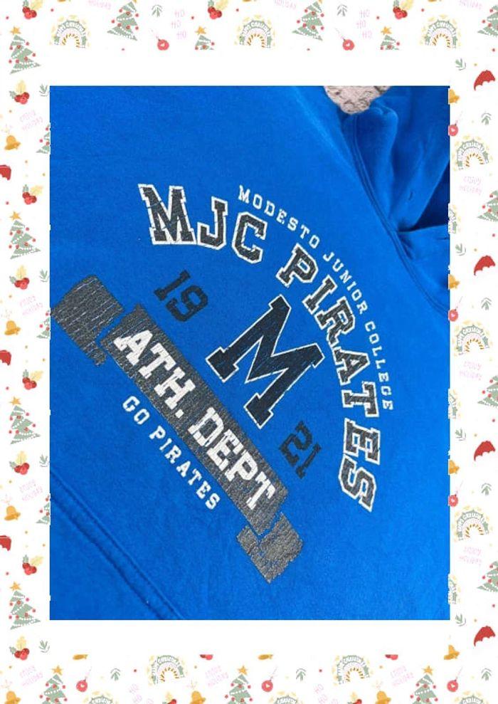 👕 Sweat à capuche Veste University Rare Vintage y2k 90s 2000s MJC Pirates College Bleu Taille S 👕 - photo numéro 7