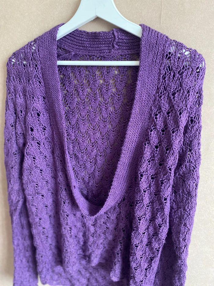 Hand knitted purple sweater - photo numéro 4