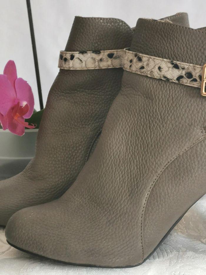 Bottines kaki/gris /taupe. Pointure 39. Cristiano. Lay - photo numéro 2