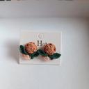 Boucles d'oreilles fleur feuille couleur terre vert