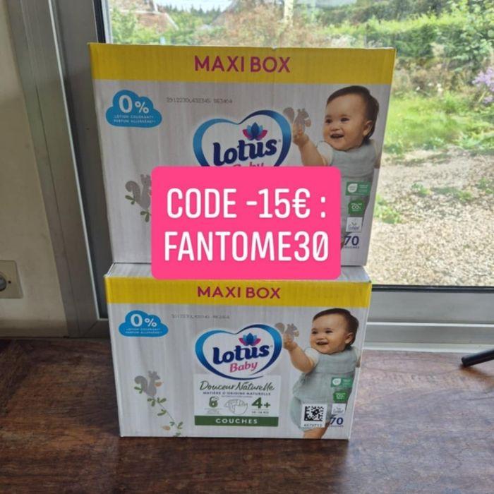 Lot 2 cartons Lotus Baby Taille 4+ : 140 Couches - photo numéro 1