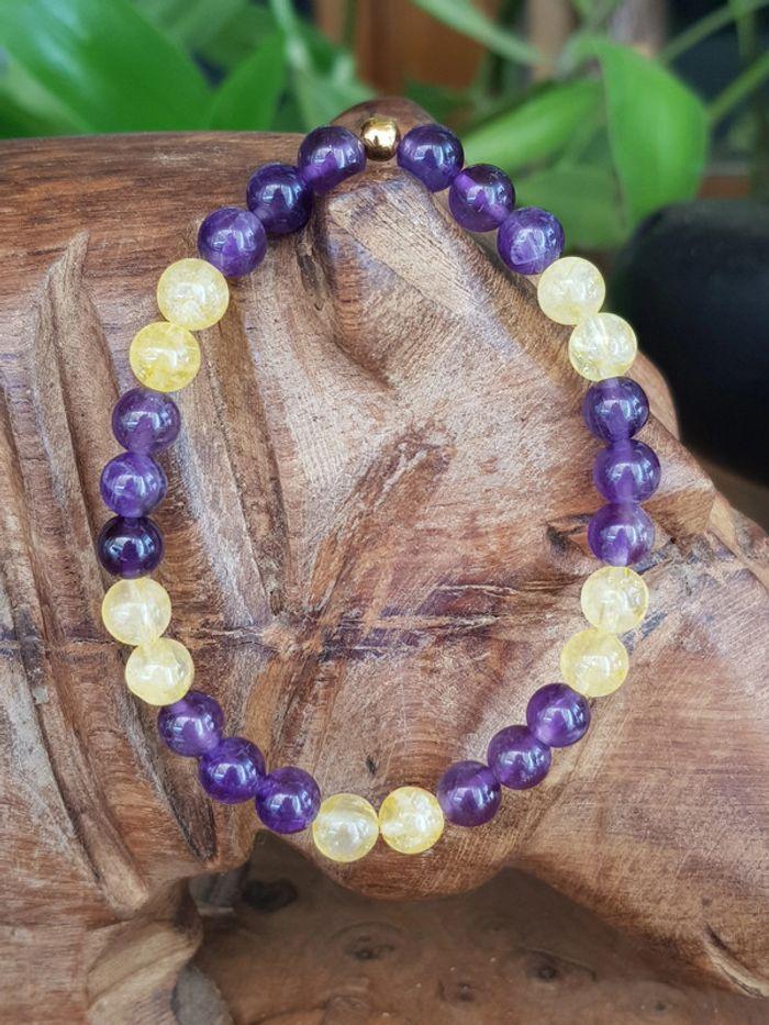 Bracelet en citrine et améthyste