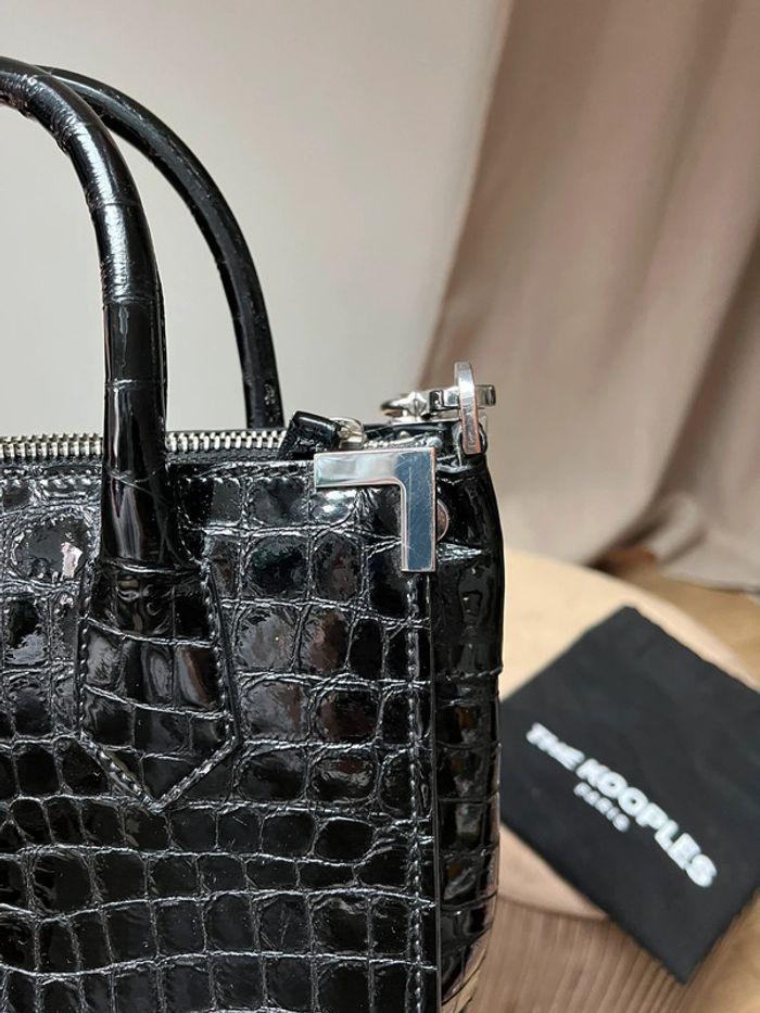 Sac bandoulière Ming en cuir vernis croco noir The Kooples Médium - photo numéro 10