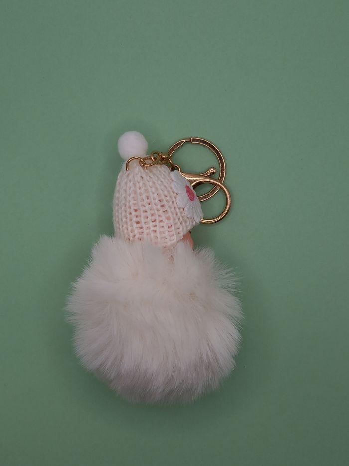 Porte clé bébé ponpon blanc pc0001b1 - photo numéro 3