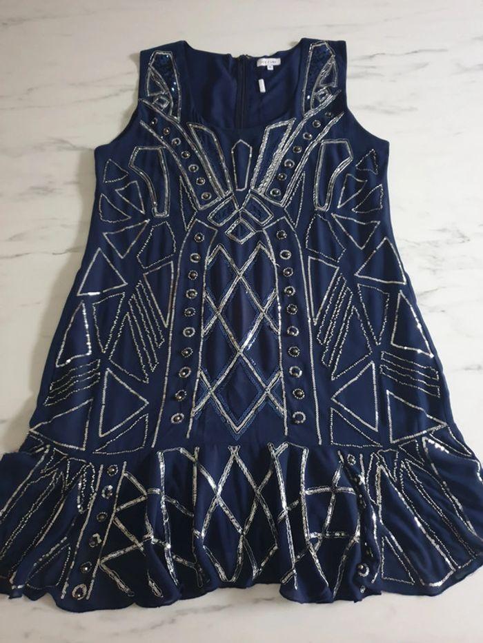 Ice cube robe bleu à motifs argenté taille 46 - photo numéro 1