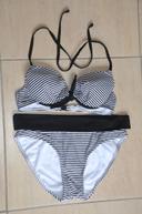 Maillot de bain 42 rayé noir blanc