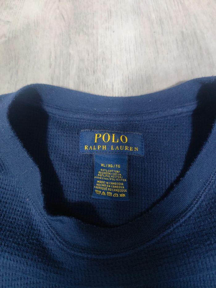 Pull Ralph Lauren Nid D'abeilles Bleu Marine Logo Brodé Blanc Taille XL Homme - photo numéro 6