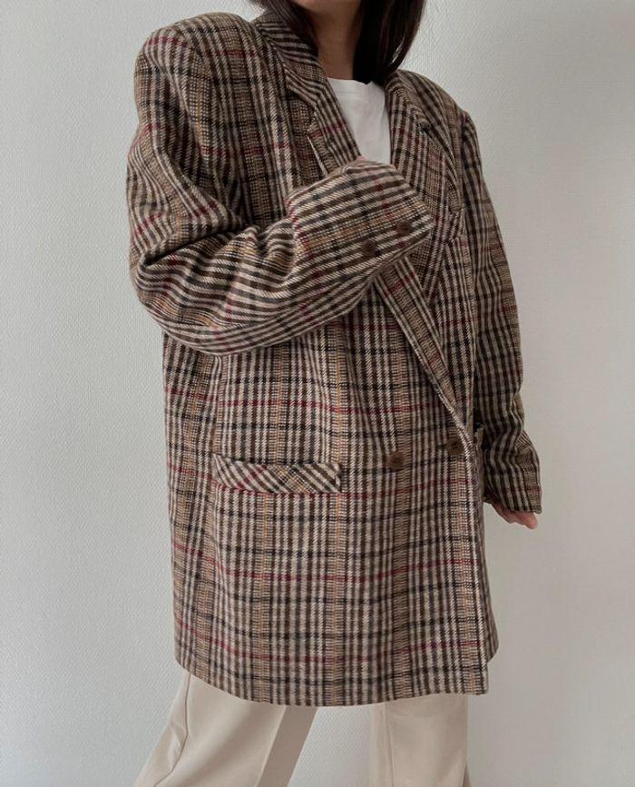 Oversized blazer à carreaux multicolore - photo numéro 5