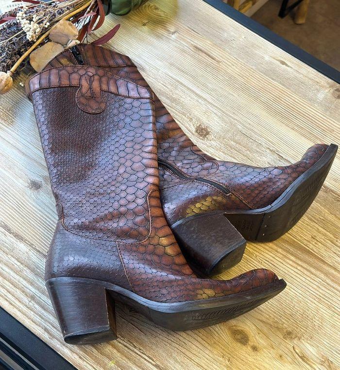 Bottes Donna Piu’ en cuir effet croco marron, pointure 36 - photo numéro 9