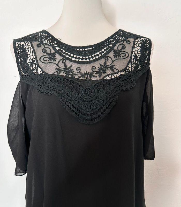 Robe Cloothes noire en voile doublée décolleté guipure taille 40 - photo numéro 7