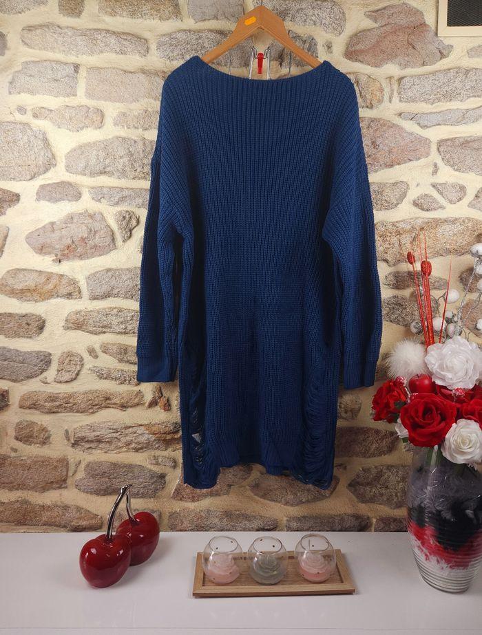 Robe pull en tricot torsadé épaules tombantes bleu Femme taille 52 marque Missguided 🌹 - photo numéro 5