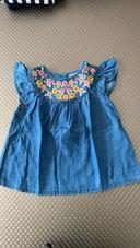 Blouse jean et fleurs