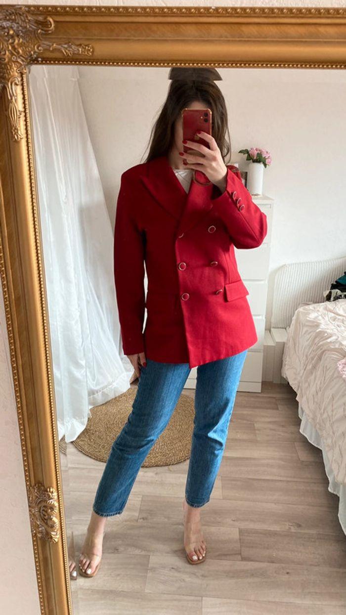 Blazer rouge long vintage - photo numéro 4