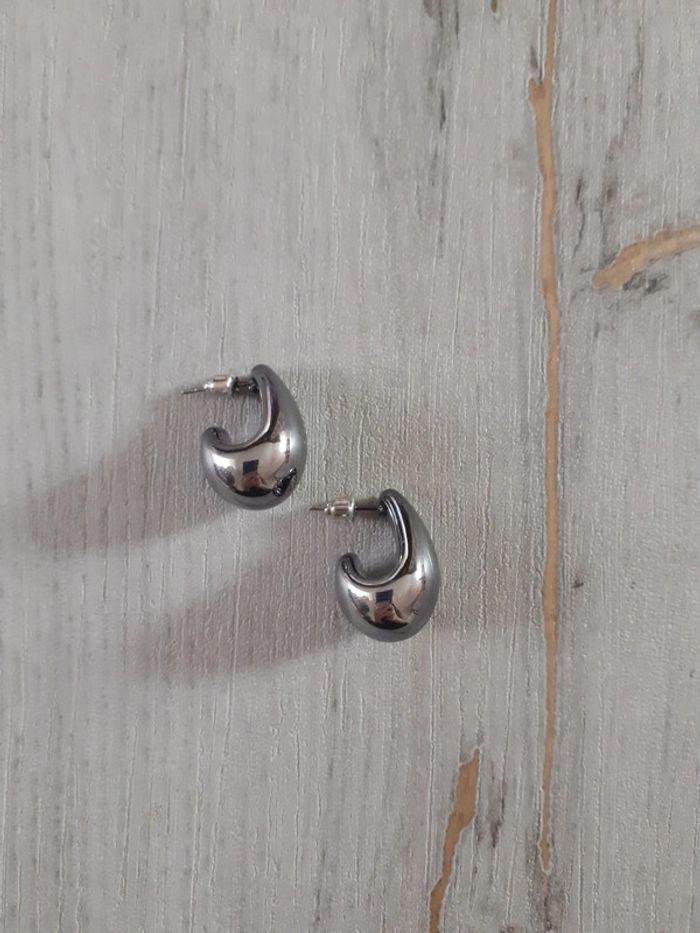 Boucles d'oreilles gouttes d'eau noir gris