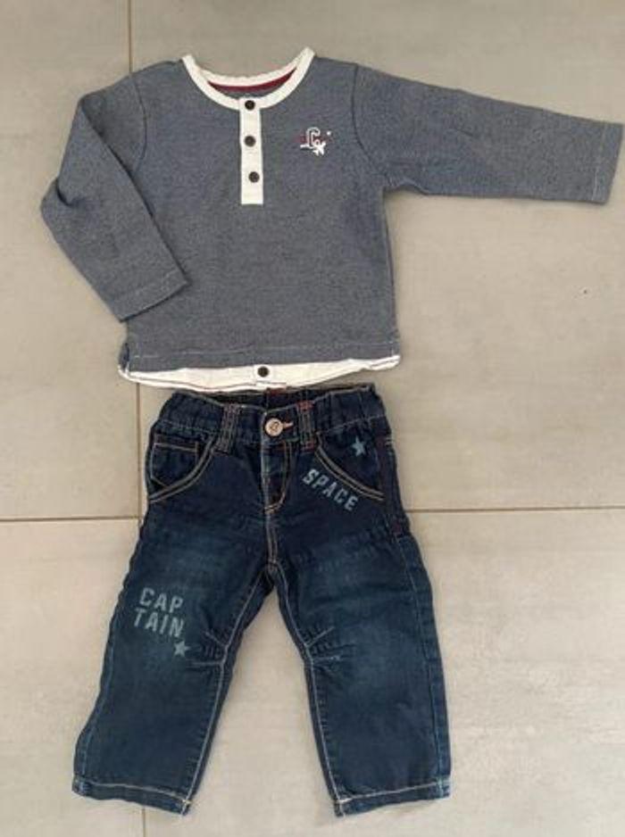 Ensemble jeans et T-Shirt manches longues bébé garçon - photo numéro 1