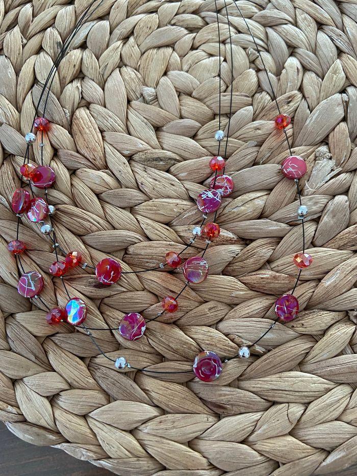 Collier fantaisie perles rouges - photo numéro 2