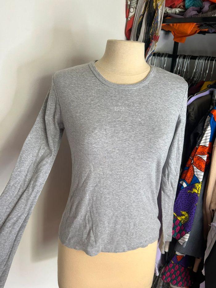 Teeshirt gris manches longues Esprit 100% coton - photo numéro 1