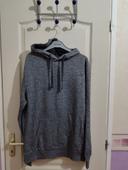 Sweat à capuche gris chiné homme