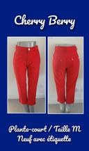 Panta-court rouge doré jean stretch Taille M Cherry Berry