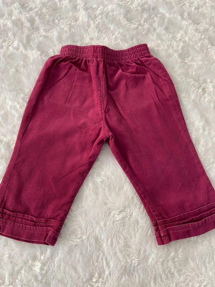 Pantalon bordeau cassis rose velours cotelé mini tribu 18 mois tbe - photo numéro 4