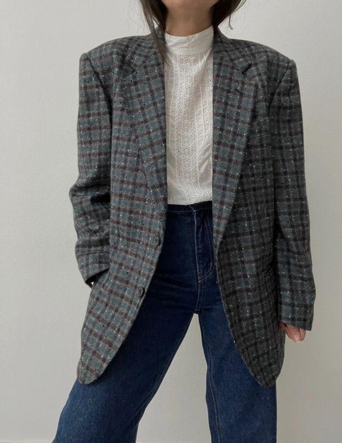 Oversized blazer effet carreaux 100% laine - photo numéro 12