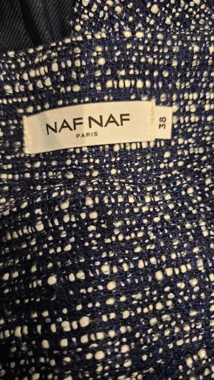 Ensemble tailleur short blazer tweed bleu Naf Naf - photo numéro 7