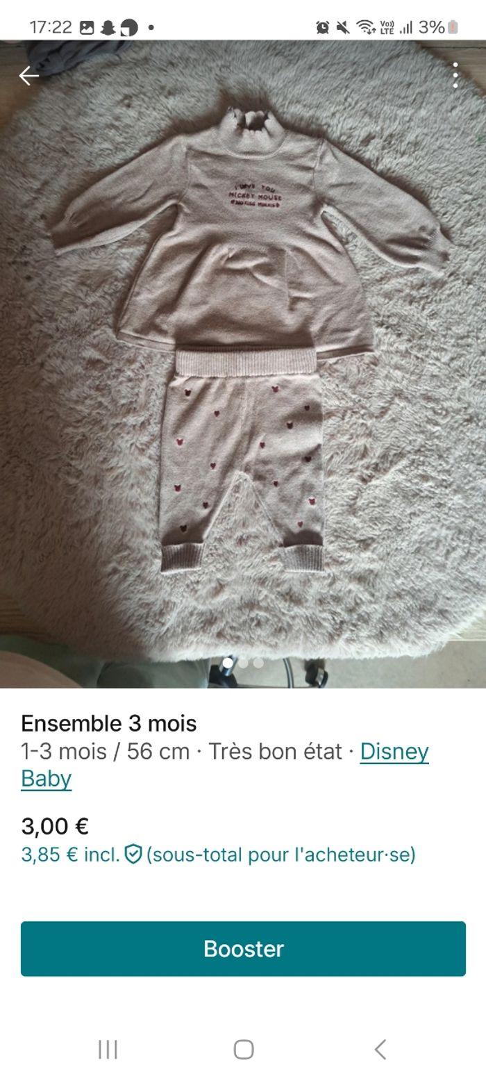 Ensemble Mickey 3 mois fille