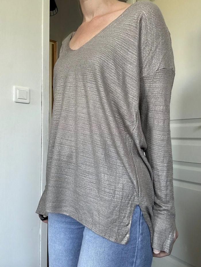 Pull col Vbeige doré Zara taille 38 💖 - photo numéro 4